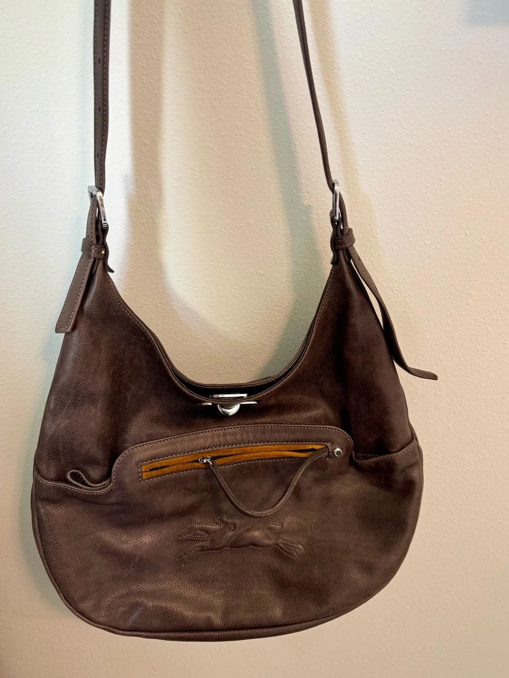 Longchamp Leather Hobo Shoulder Bag